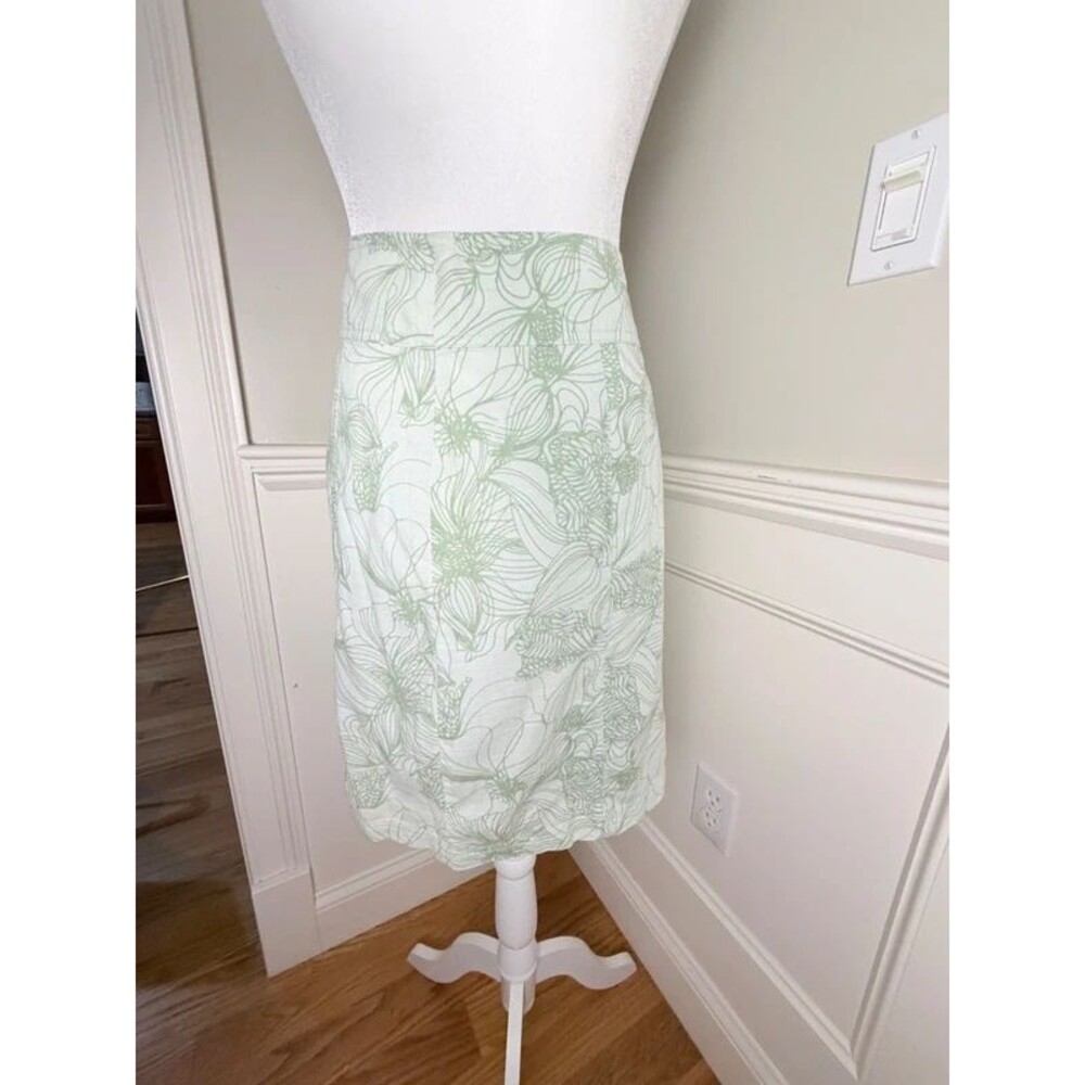 Royal Robbins Mint Green Floral A-Line Skirt Size 4 Organic Cotton
